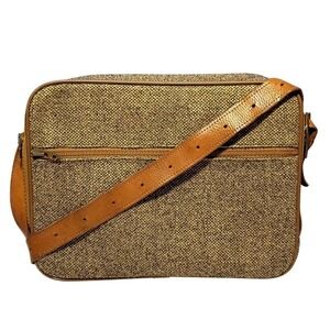 Vintage Hartmann Luggage Tweed Shoulder Carryon Bag Leather Straps Academia